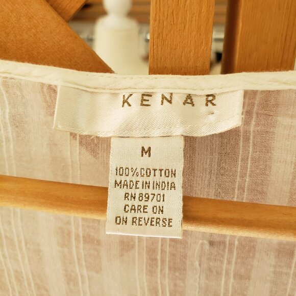 KENAR Vintage sheer gauzy white crochet festival renaissance top Size Medium - Picture 3 of 5